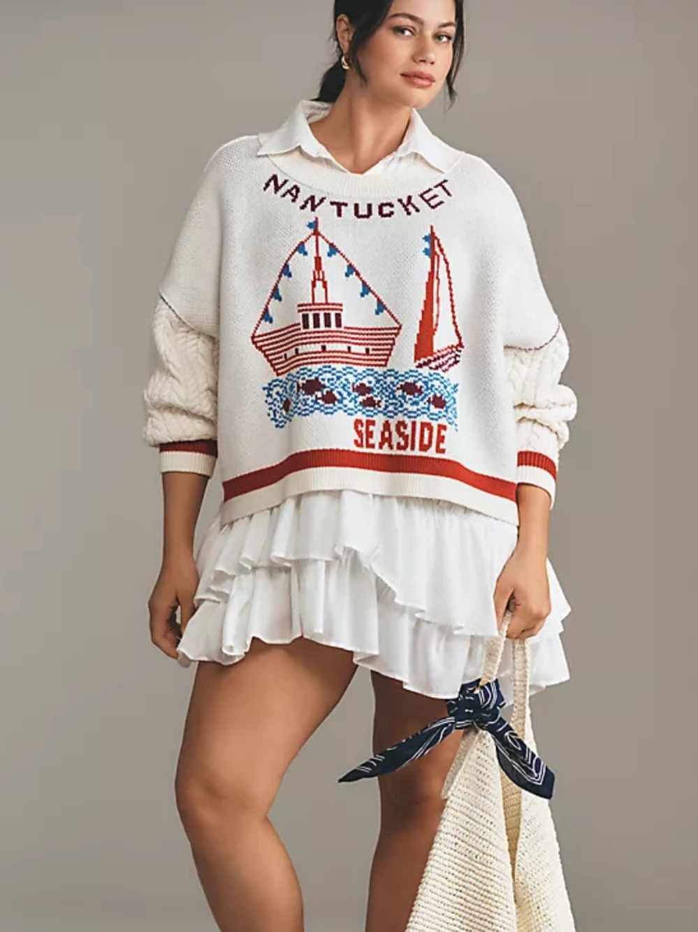 Anthropologie Nantucket Graphic Sweater